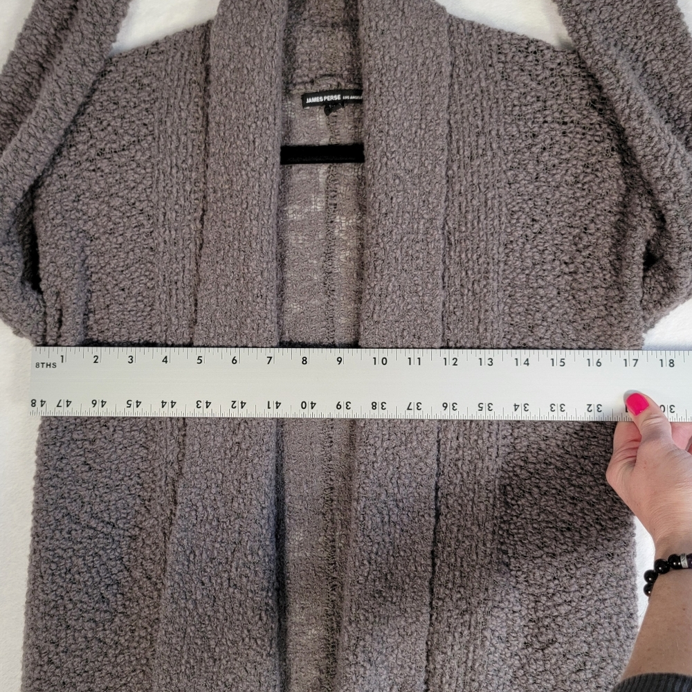 James Perse Wool Shawl Collar Open Cardigan Sweater in Gray, Size 0 (XS) - Picture 4 of 14